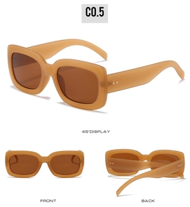 Vues détaillées de lunettes de soleil carrées caramel avec monture mate et rivets