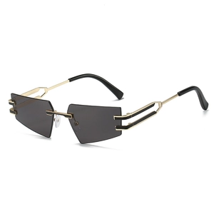 Rimless Sunglasses Metal Frame Geometric Cat Eye UV400 Protection Fashion Trendy Eyewear Unisex