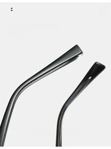 Detail of ergonomic black glossy temple tips on TR eyeglasses for comfortable wear