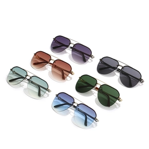 Classic aviator sunglasses with double metal bridge and gradient lenses in multiple colors