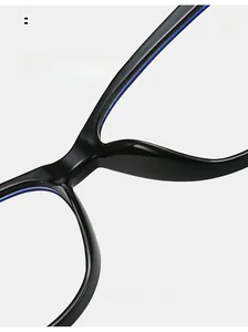 Macro detail of comfortable nose pads on black cat-eye TR90 blue light glasses frame