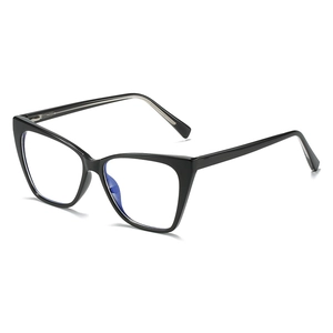 Stylish black cat-eye TR frame glasses with blue light blocking lenses in a 45-degree view