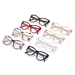 Cat eye TR90 blue light blocking glasses frames in 8 assorted colors set display