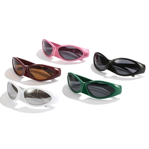 Futuristic wraparound sports sunglasses in five colors with Y2K aesthetic design