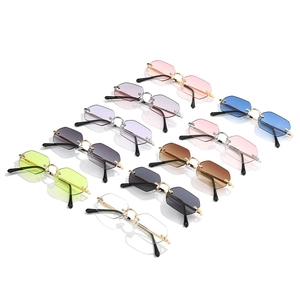 Collection of ten rimless octagonal sunglasses in assorted gradient lens colors