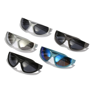Streamlined sport sunglasses for cycling in five colors with wrap-around frames