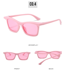 Pink fashion square sunglasses shown in multi-angle 45 degree front and back views