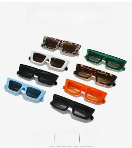 Retro rectangle sunglasses collection in eight candy colors with thick plastic frames