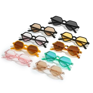 Retro geometric hexagonal sunglasses in nine various colors with sleek resin frames