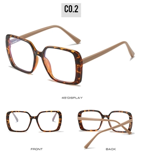 Three-view display of vintage tortoiseshell oversized square anti-blue light glasses