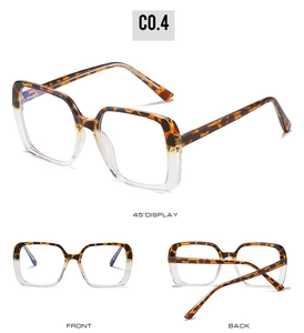 Three-angle view of oversized tortoiseshell gradient TR anti-blue light glasses frames