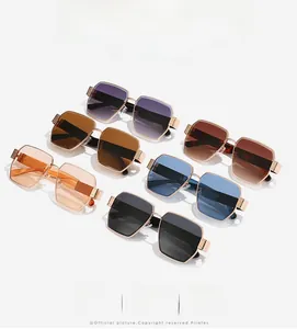 Detailed collection of square rimless sunglasses in multiple gradient lens colors