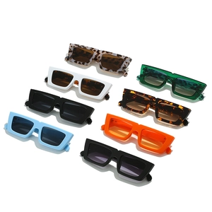 Retro rectangle sunglasses in multiple candy colors including leopard and matte black