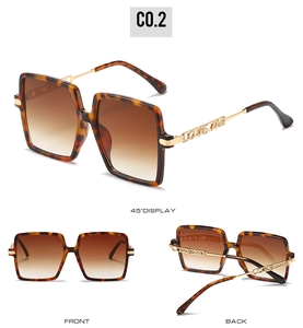 Three-view display of vintage square oversized sunglasses with tortoiseshell and gold arms