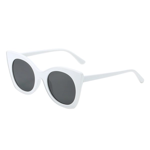 Classic white cat-eye sunglasses for women with black lenses shown from a 45-degree angle