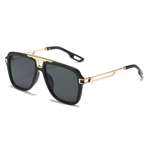 Lunettes De Soleil Carrées Avec Branches En Métal Ajourées Vintage Double Pont Protection UV400 Mode Femmes Hommes