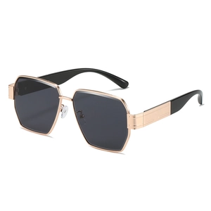 Oversized Square Sunglasses Metal Polygon Frame UV400 Protection Gradient Lenses Retro Fashion Unisex Eyewear