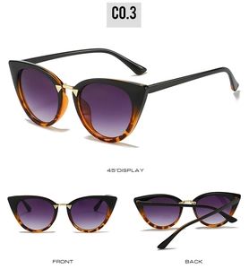 Detailed multi-angle view of cat eye sunglasses featuring tortoiseshell frame and purple gradient lenses