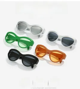 Série de lunettes de soleil steampunk rétro multicolores avec design de monture ovale