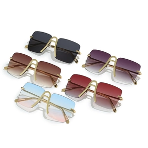 Vintage oversized square sunglasses collection featuring colorful gradient rimless lenses