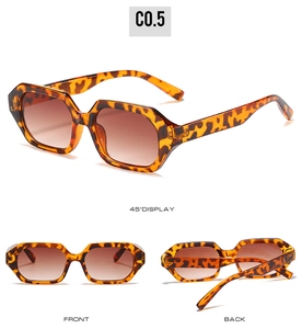 Multiple views of polygon tortoise shell sunglasses with brown gradient lenses
