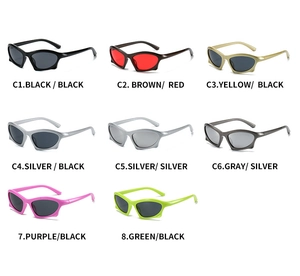 Collection of modern geometric cat-eye sunglasses in eight different stylish color options