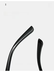 Close-up of sleek black curved mirror legs for comfortable ergonomic sunglasses wear