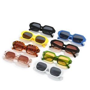 Summer retro polygonal sunglasses with UV protection in eight vibrant color variants