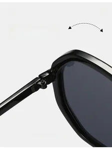 Macro close-up showing the durable texture hinge and high-quality arm connection of sunglasses