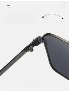 Detail shot of durable metal hinges on oversized double-bridge aviator sunglasses