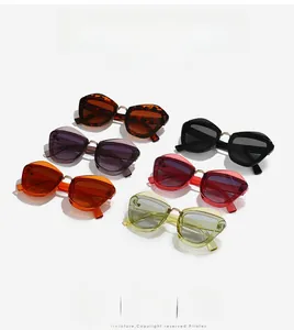 Detail showing six assorted cat eye sunglasses with metal bridge in various colors