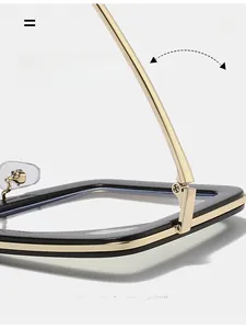 Detail macro view of durable metal hinges and adjustable nose pads on square glasses