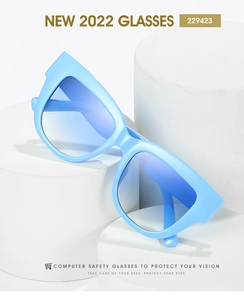Lunettes œil de chat anti-lumière bleue avec monture bleue et verres dégradés