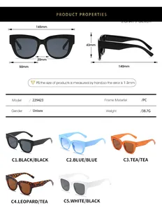 Tableau détaillé des tailles pour lunettes de soleil œil de chat et largeur de monture