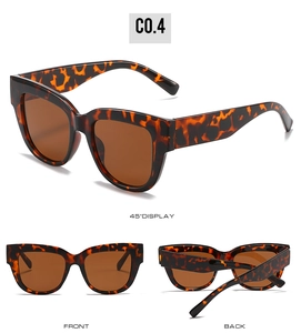 Vue en trois angles de lunettes de soleil œil de chat vintage écaille avec verres marron
