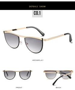 Three-view display of aviator sunglasses with gold metal frames and grey gradient lenses