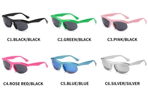 Detailed grid showing six vibrant colors of sports semi-rimless sunglasses for outdoors