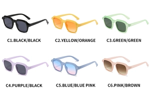 Matrix view showcasing six diverse color combinations for oversized retro square sunglasses