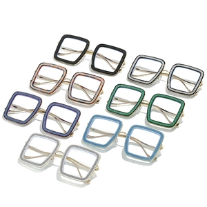 Thick square blue light blocking glasses frames with glitter finish in multiple colors