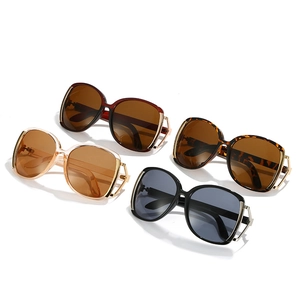 Retro oversized sunglasses in multiple colors with stylish gold hollow metal temples