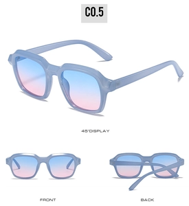 Three-view display of light blue frosted sunglasses with gradient lenses in C0.5 style