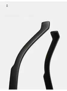 Detailed view of matte black curved ergonomic temple tips for square frame sunglasses