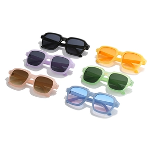 Collection of oversized retro square sunglasses in six vibrant matte and gradient colors