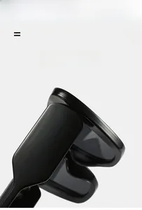 Detail of lightweight black cat eye sunglasses featuring high-elasticity flexible hinges