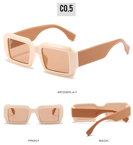 Vues multi-angles de lunettes de soleil carrées rétro en crème et marron