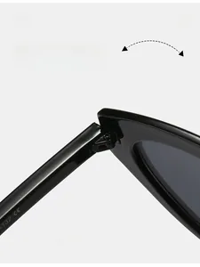 Close-up of durable metal hinge detail on Y2K cat eye sunglasses with CE mark