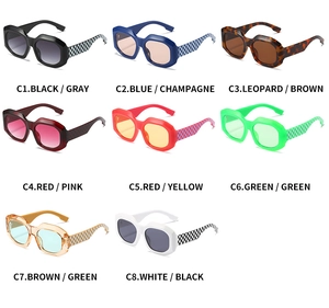 Detail display of oversized square sunglasses featuring iconic checkered pattern on temples