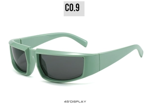 Close-up 45-degree angle display of Morandi green cycling sunglasses with grey lenses