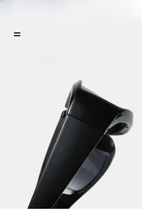 Detail of light elastic black PC frame hinge on oversized sporty cycling sunglasses