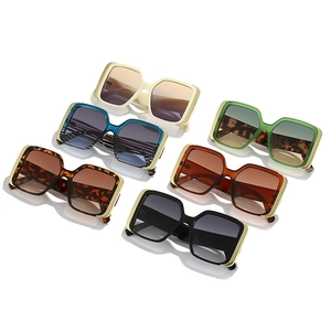 Fashion oversized square sunglasses for women with metal accents in six assorted colors